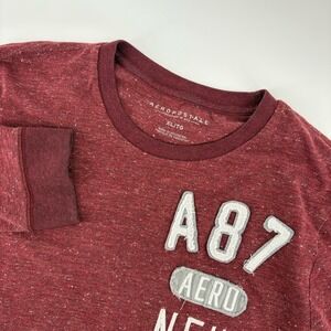 Aeropostale New York Mens Shirt XL Red Longsleeve Pullover Raised Letters Vintag